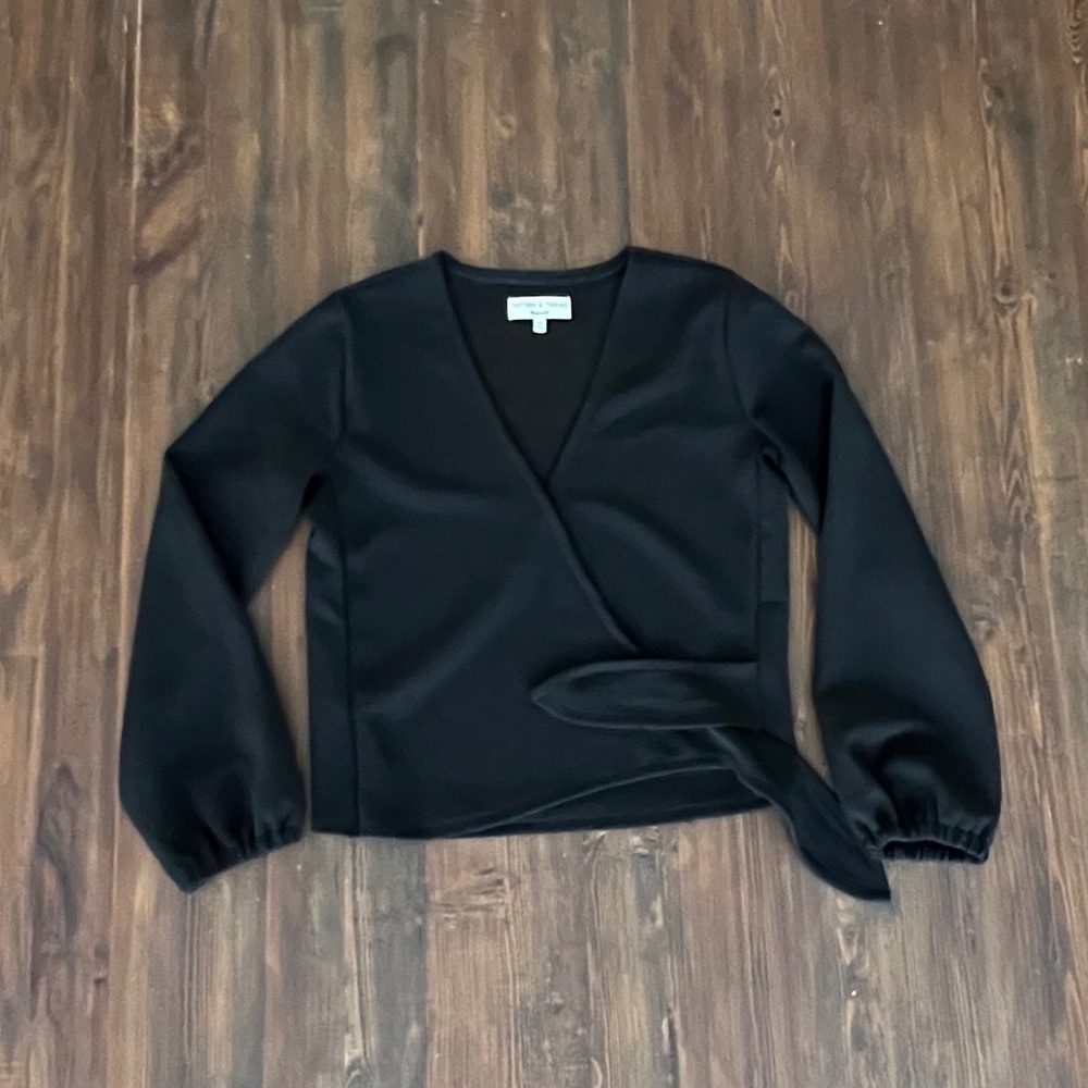 Madewell Texture and Thread Long sleeve top Black XS